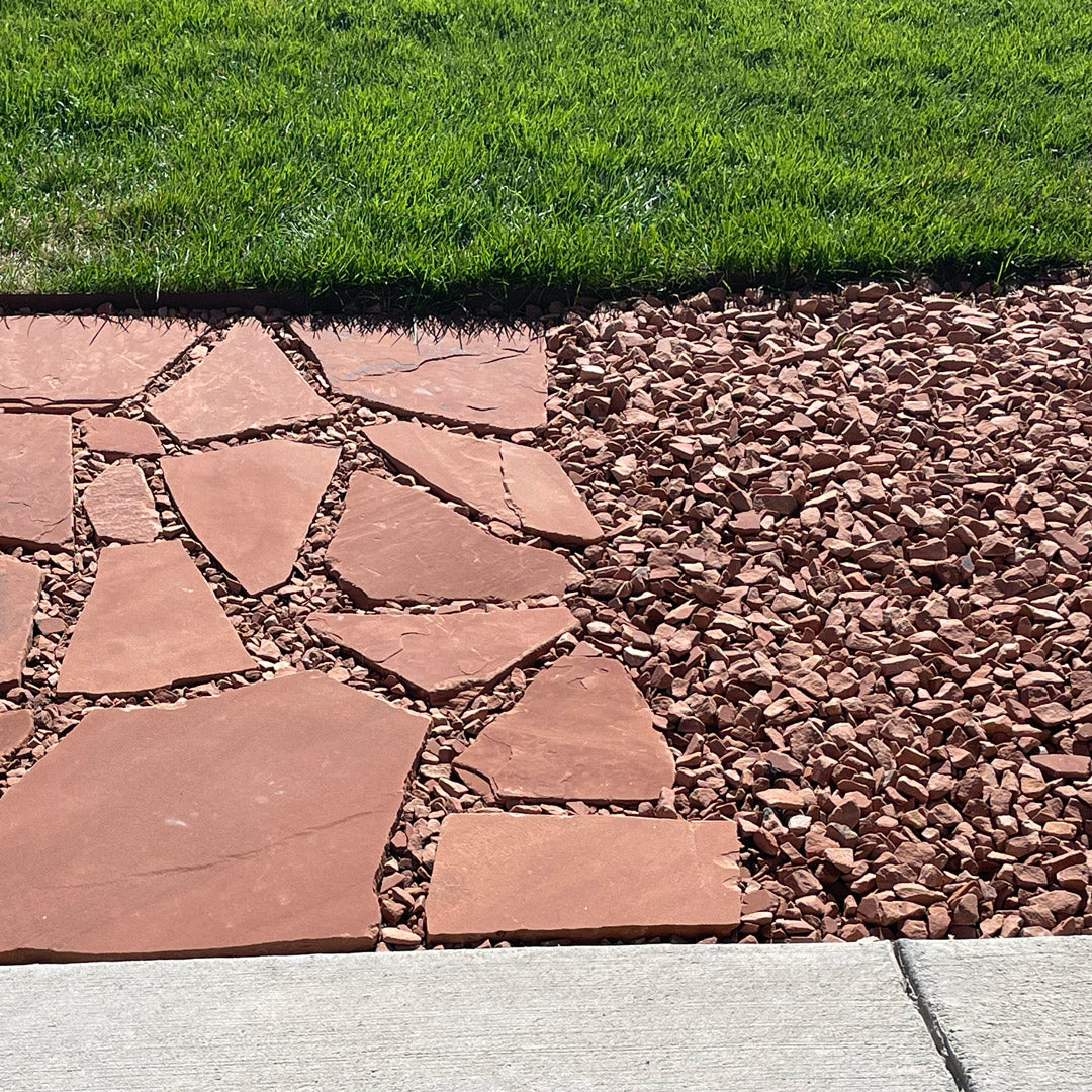 Stone pathway with decorative ground cover