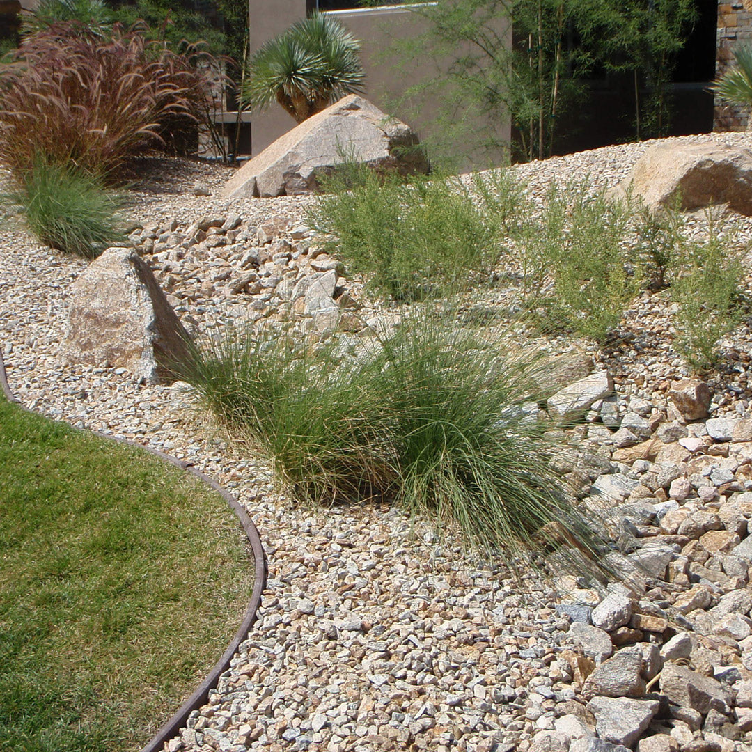 Stone garden with gravel and decorative ground cover